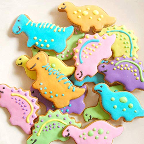 2 Paquetes de Silicona Moldes de Dinosaurio 5 Paquetes Cortadores de Galletas de Acero Inoxidable, Molde de Chocolate de Calidad Alimentaria, Suministros para Fiestas Decoraciones Hechas A Mano