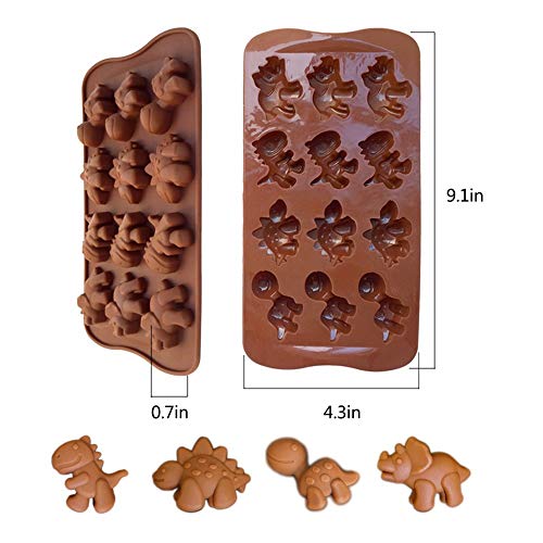 2 Paquetes de Silicona Moldes de Dinosaurio 5 Paquetes Cortadores de Galletas de Acero Inoxidable, Molde de Chocolate de Calidad Alimentaria, Suministros para Fiestas Decoraciones Hechas A Mano