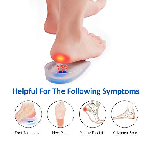 2 pares de almohadillas de gel para talones,almohadillas de silicona para talones para la fascitis plantar,espolones del talón y dolor de Aquiles,copas gel para talones y cojines Absorción (Mujer)