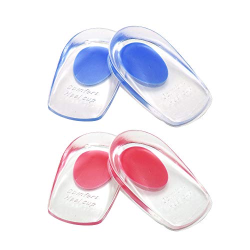 2 pares de almohadillas de gel para talones,almohadillas de silicona para talones para la fascitis plantar,espolones del talón y dolor de Aquiles,copas gel para talones y cojines Absorción (Mujer)