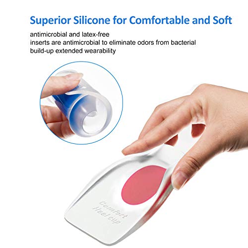 2 pares de almohadillas de gel para talones,almohadillas de silicona para talones para la fascitis plantar,espolones del talón y dolor de Aquiles,copas gel para talones y cojines Absorción (Mujer)