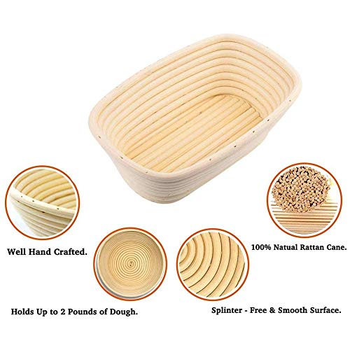 2 PC Oval Cesta del Pan, Pan Proving Cesta, Rattan Masa de corrección de la Cesta Pan Artesanal, con Ropa de Cama Liner (Size : 17X12X6CM)