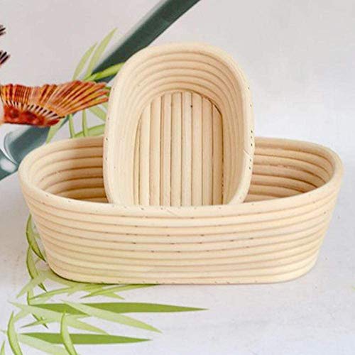 2 PC Oval Cesta del Pan, Pan Proving Cesta, Rattan Masa de corrección de la Cesta Pan Artesanal, con Ropa de Cama Liner (Size : 17X12X6CM)
