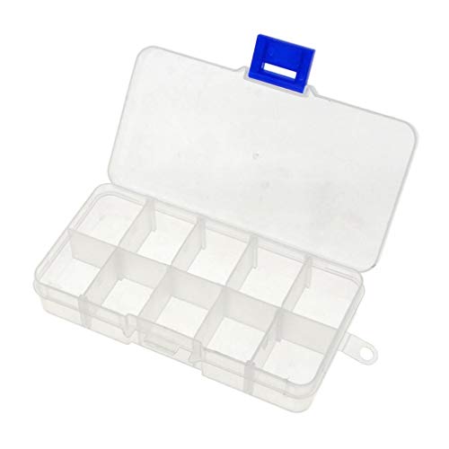 2 PCS Transparente 10 Rejillas Plastico Caja de Almacenaje Organizador de Divisores Ajustables Talón Pendientes Anillos Collar Contenedor de Almacenamiento Cajas para Joyas por SamGreatWorld