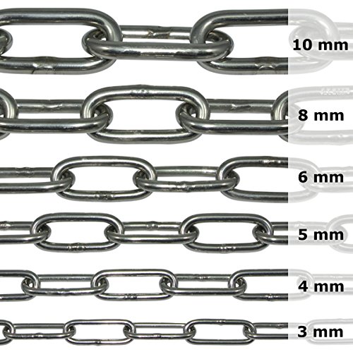 2 piezas 2 Meter 3 mm de grosor cadena de acero inoxidable V4 A long-linked por nietfullthings en una sola pieza – ancla cadena DIN 5685 DIN 763 Meterware Niro Inox de acero inoxidable