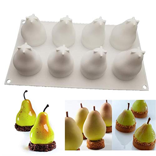 2 Piezas 3D Fruta Manzana Pera Cereza Limón Pastel Silicona Moldes, Horneado Mousse Decorativo Molde, Postre Muffin Chocolate Jelly Bricolaje Fuente de Horno Pan,Pastel Pop Molde Bandeja