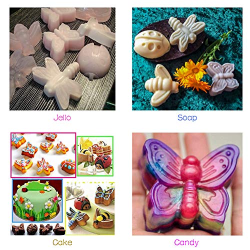 2 piezas 3D Moldes de pastel de silicona, CNYMANY molde de insecto de 8 cavidades Bandeja de cocina para hornear para Mollete Bomba de grasa Chocolate Caramelo Magdalena Jabón Vela