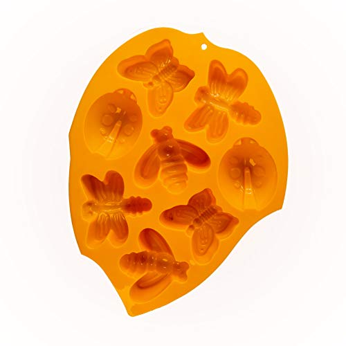 2 piezas 3D Moldes de pastel de silicona, CNYMANY molde de insecto de 8 cavidades Bandeja de cocina para hornear para Mollete Bomba de grasa Chocolate Caramelo Magdalena Jabón Vela