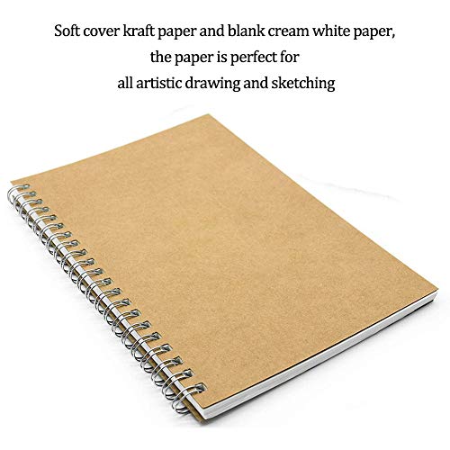 2 Piezas Bloc de Dibujo A5 Papel kraft Libros de Visitas Escribir Dibujo Adecuado para Lápiz Acuarela Dibujo Escritura Artistas