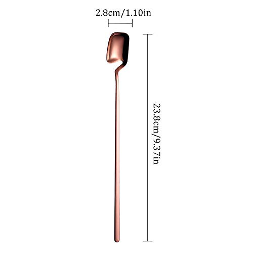 2 Piezas Cuchara de Cabeza Cuadrada Café Cuchara Mezcladora Mango Largo Cuchara Agitadora Mango Largo Cuchara de Hielo Cuchara Cuchara de Postre Vajilla de Cocina para Hogar Cocina Barra Regalo