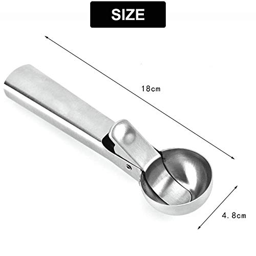 2 Piezas Helado de Acero Inoxidable Cucharada Fabricante de Bolas de Hielo Yogurt Congelado,Cuchara de Helado con Gatillo Cuchara para Restaurantes Familiares o Heladerías Haciendo Hockey