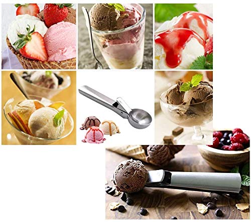 2 Piezas Helado de Acero Inoxidable Cucharada Fabricante de Bolas de Hielo Yogurt Congelado,Cuchara de Helado con Gatillo Cuchara para Restaurantes Familiares o Heladerías Haciendo Hockey