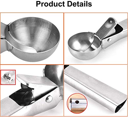 2 Piezas Helado de Acero Inoxidable Cucharada Fabricante de Bolas de Hielo Yogurt Congelado,Cuchara de Helado con Gatillo Cuchara para Restaurantes Familiares o Heladerías Haciendo Hockey