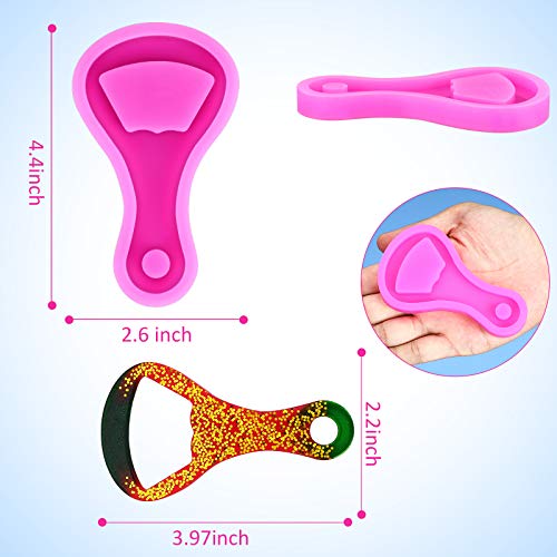 2 Piezas Moldes Silicona Llavero Forma Abrebotellas con Agujero para Resina Epoxi Colgante Joyería Bricolaje Baratija Fondant Topper Decoración Torta Magdalena Moldes Chocolate Galleta Pudín