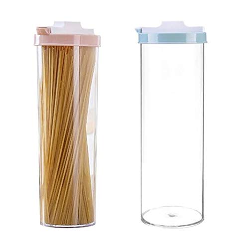 2 recipientes herméticos para almacenamiento de alimentos en la cocina, recipientes para pasta de espaguetis, fideos, latas de cereales, aperitivos, tarros sellados para azúcar, contenedores