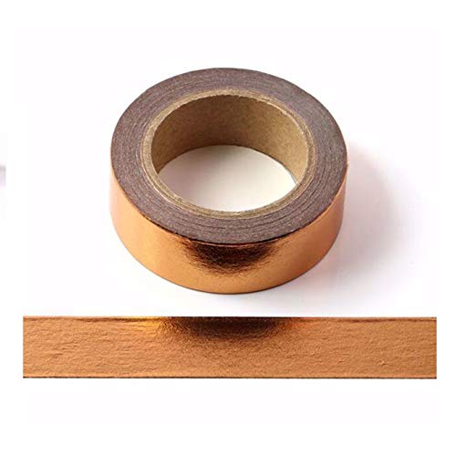 2 Rollos 10mx15mm Washi Tape Set Glitter Pintura metálica Cinta adhesiva Cinta decorativa DIY Scrapbook Crafting (Cobre)