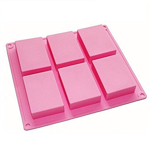 (2 unidades) 6 de la cavidad rectangular de silicona molde para Casera Artesanía jabón molde, molde de tarta, para galletas Chocolate molde cubito de hielo, bandeja