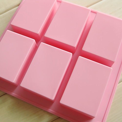 (2 unidades) 6 de la cavidad rectangular de silicona molde para Casera Artesanía jabón molde, molde de tarta, para galletas Chocolate molde cubito de hielo, bandeja