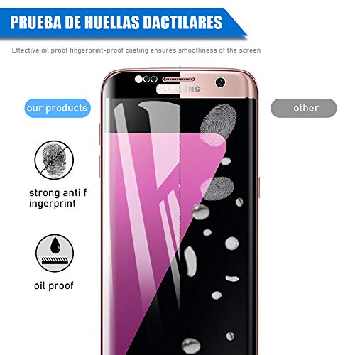 [2 Unidades] Amonke Protector de Pantalla para Samsung Galaxy S7 Edge Cristal Templado, 9H Dureza Alta Definicion [3D Curvado Completa Cobertura] Vidrio Templado Screen Protector para Samsung S7 Edge