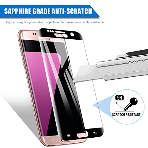 [2 Unidades] Amonke Protector de Pantalla para Samsung Galaxy S7 Edge Cristal Templado, 9H Dureza Alta Definicion [3D Curvado Completa Cobertura] Vidrio Templado Screen Protector para Samsung S7 Edge