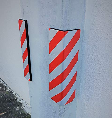 2 unidades Columnas Parking protector puerta garaje Esquina Parking Adhesivo Al Apagar Paragolpes Protector para La Puerta de Coche 40 * 15 cm-ROJO/BLANC (2Unid-40 * 15cm)