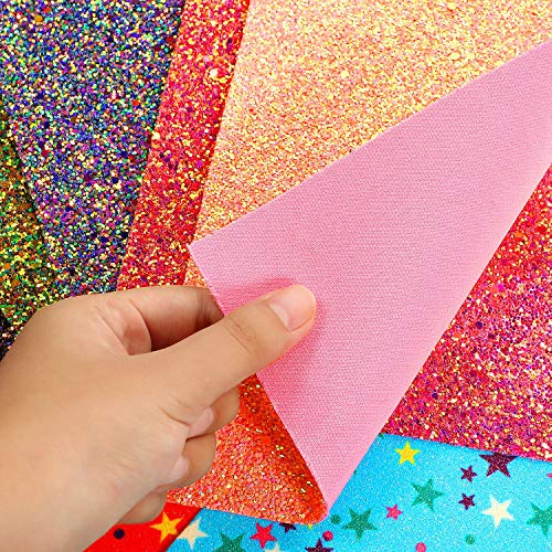 20 Piezas 4 Estilos Hoja de Tela de Piel Sintética Brillante, 6.3 x 8.3 Pulgadas Hojas de Cuero Estampadas de Escamas de Pez Sirena para Fabricación de Arcos de Pendientes de Bricolaje