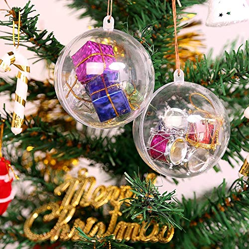 20 Piezas Bolas Navidad, Bolas Plástico Transparente Bolas Redondas, para árbol Navidad, Decoración, Caja Dulces, Decoración Regalo, 7 cm
