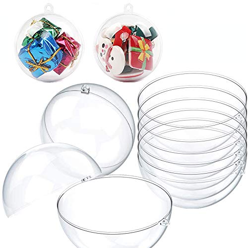 20 Piezas Bolas Navidad, Bolas Plástico Transparente Bolas Redondas, para árbol Navidad, Decoración, Caja Dulces, Decoración Regalo, 7 cm