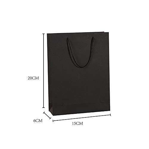 20 Piezas Bolsas De Papel, Bolsas Negras Regalo, Caja De Regalo, Bolsa De JoyeríA, 20x15x6 Cm, EcolóGicos, By Homefantasy