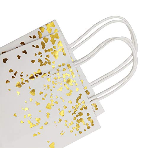 20 Piezas Bolsas de papel kraft con asas hechas de papel kraft respetuosas con el medio ambiente y más duraderas（15 * 7.8 * 21CM） (blanco)
