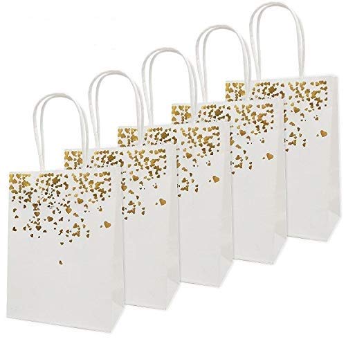 20 Piezas Bolsas de papel kraft con asas hechas de papel kraft respetuosas con el medio ambiente y más duraderas（15 * 7.8 * 21CM） (blanco)