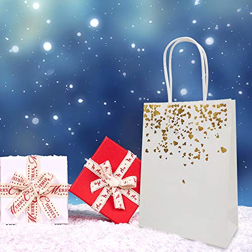 20 Piezas Bolsas de papel kraft con asas hechas de papel kraft respetuosas con el medio ambiente y más duraderas（15 * 7.8 * 21CM） (blanco)