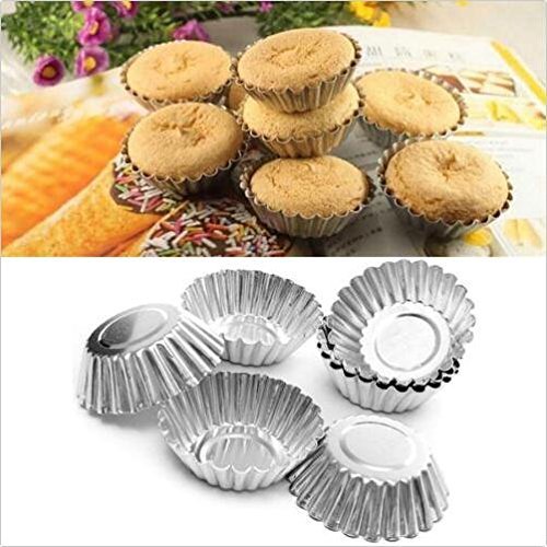 20 piezas de hornear Circular huevo Tarta de Aluminio Cupcake Cake Cookie Molde Forrado Molde de Estaño Herramienta de Hornear Pastel Tazas de Pastel Sartenes