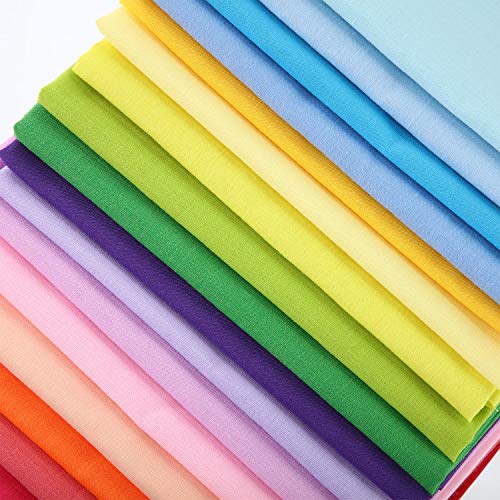 20 Piezas Telas de Algodón Sólido Brillante de 20 x 20 Pulgadas Paquetes de Tela de Acolchado de Bricolaje Telas de Patchwork Cuadrados para Accesorios Hecho a Mano Tela Manualidad Bricolaje