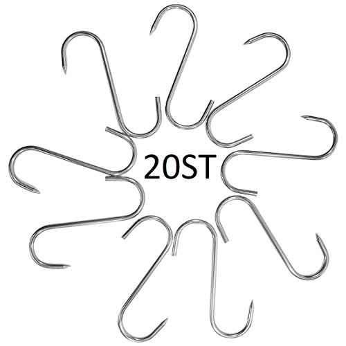 20 unidades Premium gancho Carnicero de Acero Inoxidable, para colgar, incienso Ganchos, carne con punta Scharfer, adecuado para metzgerei, Carnicería, para calientes y en frío (20 ST)