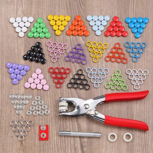 200 botones de presión fijos huecos, juego de anillos de metal, botones de presión para ropa de bebé, 9,5 mm, 10 colores