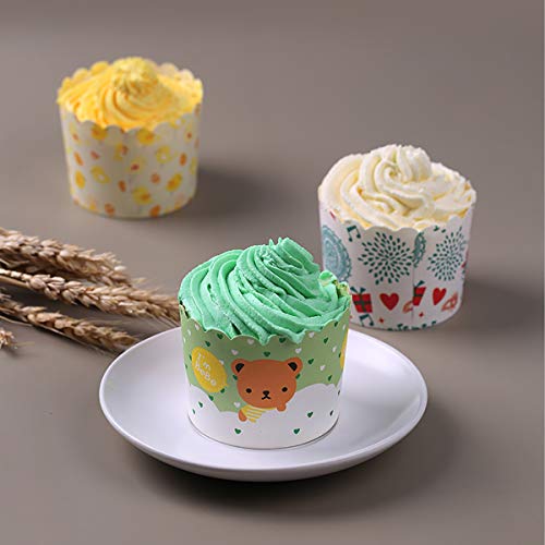 200 Piezas Cupcake de Papel Molde de Muffin de Postre Casos de Papel Muffin Envoltura de la Magdalena Papel Cupcake a Prueba de Grasa Liner Muffin Pan Papel de Cupcakes (4 Estilos)