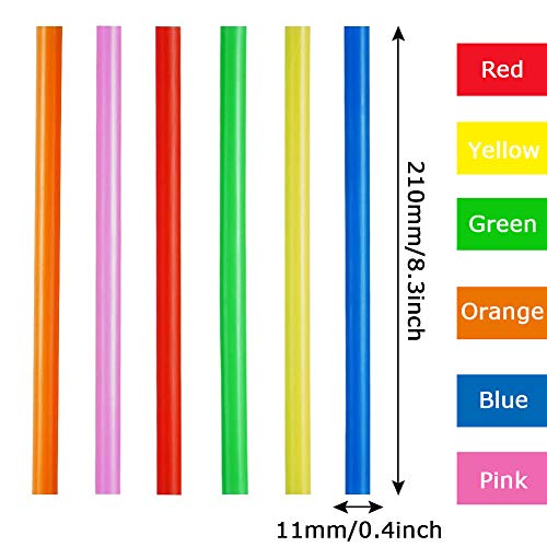200 Piezas Pajitas de Plástico Extra Anchas, Pajitas de Batido Jumbo Desechables Ideal para té Boba, Batidos, Fiesta Multicolores,11 mm