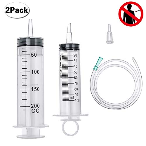 200ml/100ml jeringas con 1m tubo largo de plástico,jeringa desechable Conjunto grande en envase estéril jeringa de dosificación para la aplicación aceite o pegamento,los experimentos,el uso industrial