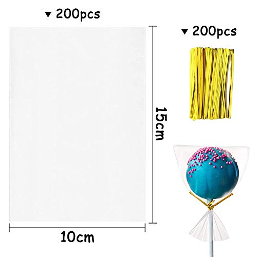 200PCS Bolsa Celofán Transparentes, BESTZY Bolsas de Plástico de Caramelos para Galletas, Panadería, Dulces, Regalos