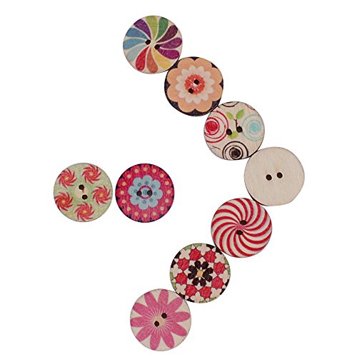 200pcs Botones Manualidades Madera Colores Mezclados Redondos para Costura DIY Scrapbooking Bricolaje Artesanía