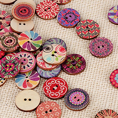 200pcs Botones Manualidades Madera Colores Mezclados Redondos para Costura DIY Scrapbooking Bricolaje Artesanía