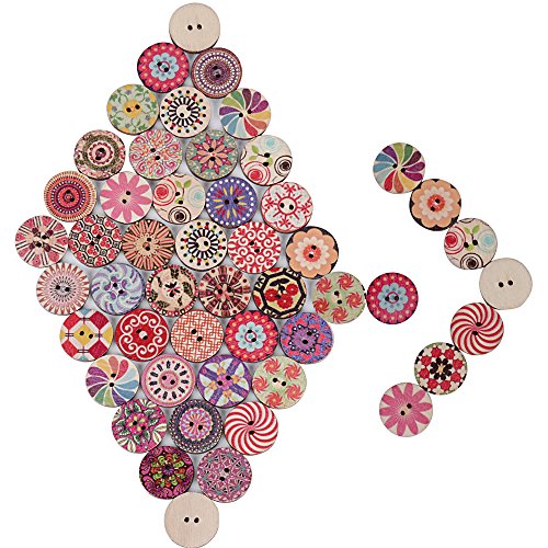 200pcs Botones Manualidades Madera Colores Mezclados Redondos para Costura DIY Scrapbooking Bricolaje Artesanía