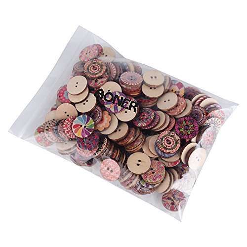 200pcs Botones Manualidades Madera Colores Mezclados Redondos para Costura DIY Scrapbooking Bricolaje Artesanía