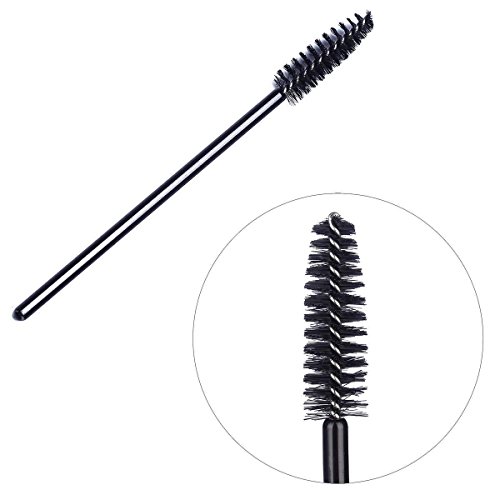 200pcs desechable pestañas máscara aplicador cepillo de varita (negro + rosa 200pcs)