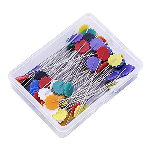 200pcsAlfileres de Costura - Alfileres Cabeza Plana forma Flor Agujas Colores para Acolchado Costura Tejer Coser para Patchwork, Decorar, Corte y Confección, Componentes de Joyas, Manualidades