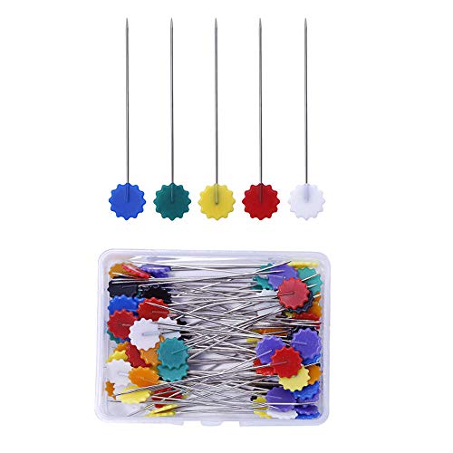 200pcsAlfileres de Costura - Alfileres Cabeza Plana forma Flor Agujas Colores para Acolchado Costura Tejer Coser para Patchwork, Decorar, Corte y Confección, Componentes de Joyas, Manualidades