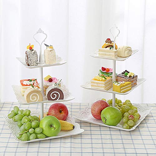 2019 Cake Topper - 3 Tier Cupcake Stand Wedding Cake Holder Birthday Party Dessert Display Trays Fruit Plate Living - Mould 2019 Layer Display Mermaid Nail Plate Wedding Tier Dessert Stand Tray H
