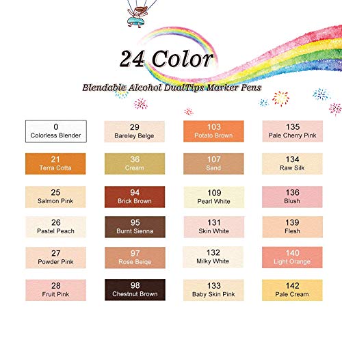 24 color Arte Dibujo Marcadores de Punta Doble - Doble Cara Marcadores del Bosquejo del Rotulador