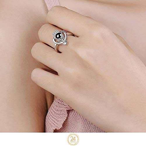 24 JOYAS Anillo Ajustable Flecha de Amor con Mensaje Oculto. Regalo romántico de Aniversario y Enamorados para la Mujer Que amas